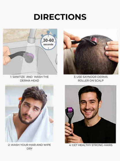 Derma Roller with 540-Pin Micro-Needle - Facial and Head roller for Wrinkles, Hair Growth & Deep Oil Absorption